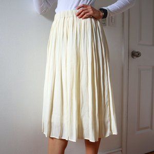 H&M Cream Pleated Midi Skirt